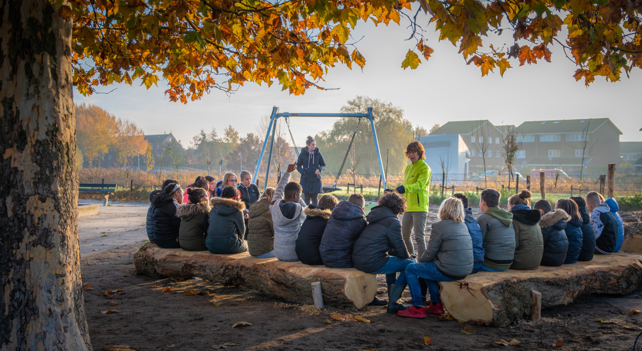 Tiny Forest bomen bos lesgeven kinderen school buitenles