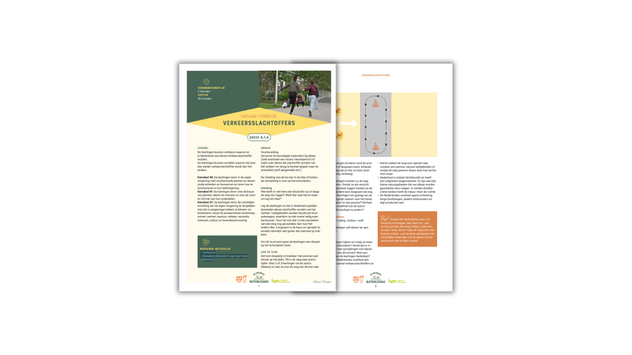 Dubbele pagina over verkeersslachtoffers met tekst, foto van rennende mensen en diagram.