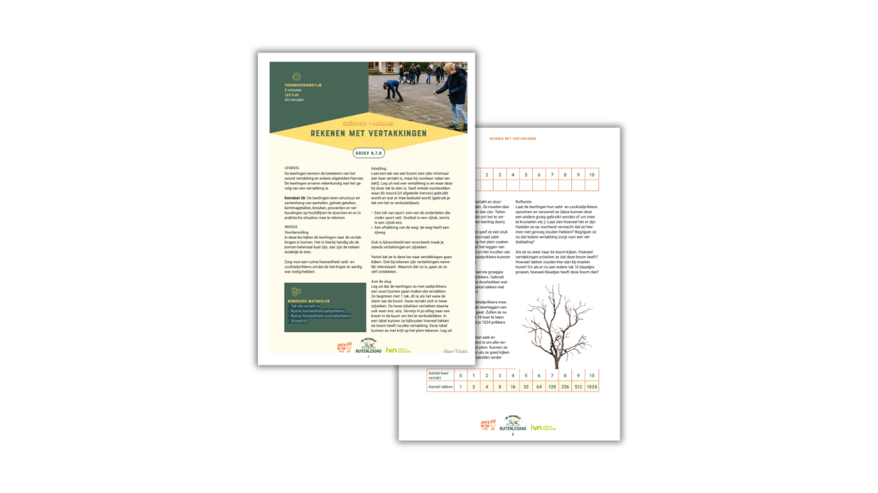 Educatief lesmateriaal over rekenen met vertakkingen, inclusief tekst en afbeeldingen van boomtakken.