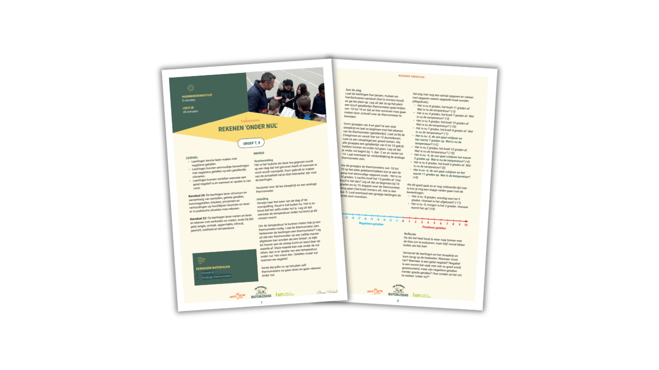 Twee pagina's van een educatief document over rekenen met negatieve getallen.