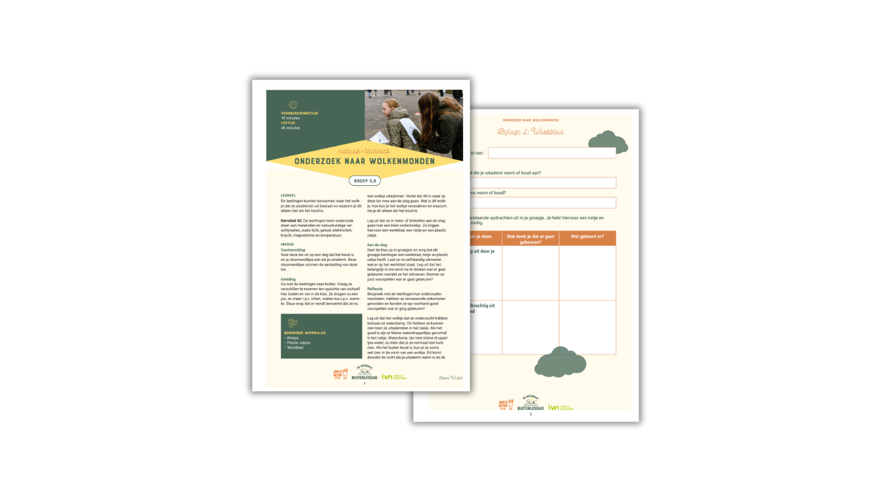 Lesmateriaal over wolkenonderzoek voor groep 5-6 in natuur en techniek met werkblad.