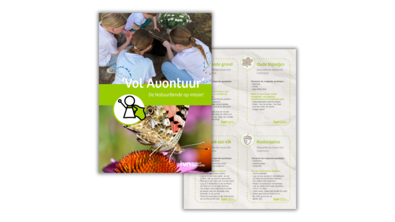Voorzijde brochure: kinderen in natuur; tekst 