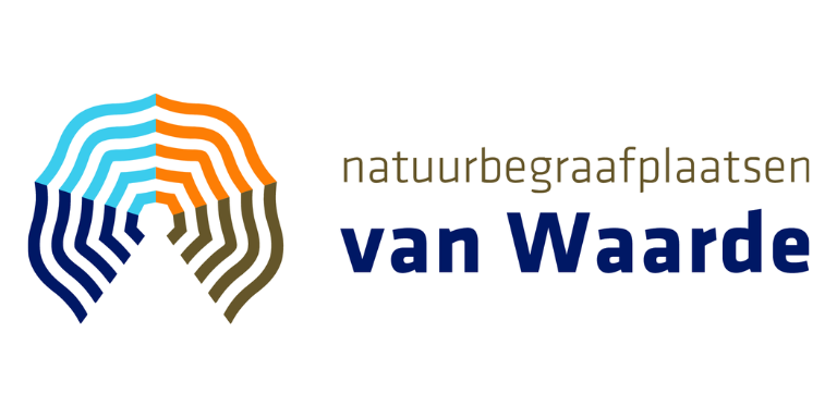 Logo van Natuurbegraafplaatsen van Waarde met kleurrijke golvende lijnen.