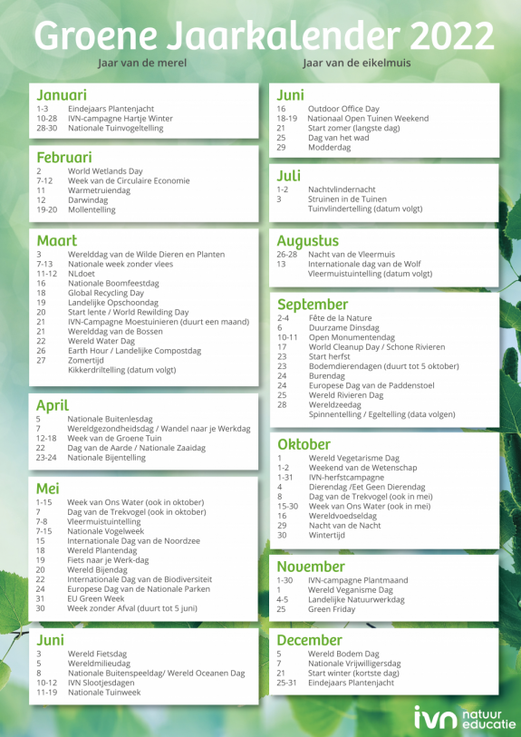 Groene Jaarkalender 2022