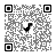 QR-code met een zwart dinosaurusfiguur in het midden.