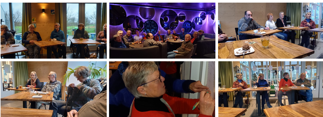 Mensen in een café en binnenshuis bijeen, met gezellige zitjes en kleurrijke verlichting.