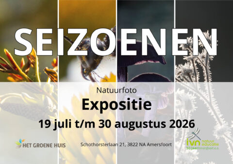 Banners voor natuurfoto-expositie "SEIZOENEN" van 19 juli t/m 30 aug 2026, Amersfoort locatie.