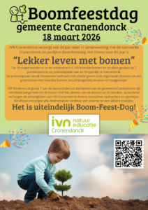 Affiche voor Boomfeestdag 2026 in Cranendonck, met een kind dat een boom plant.