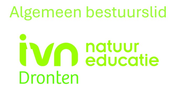 Logo van IVN Natuureducatie Dronten, met tekst "Algemeen bestuurslid" in groene letters.