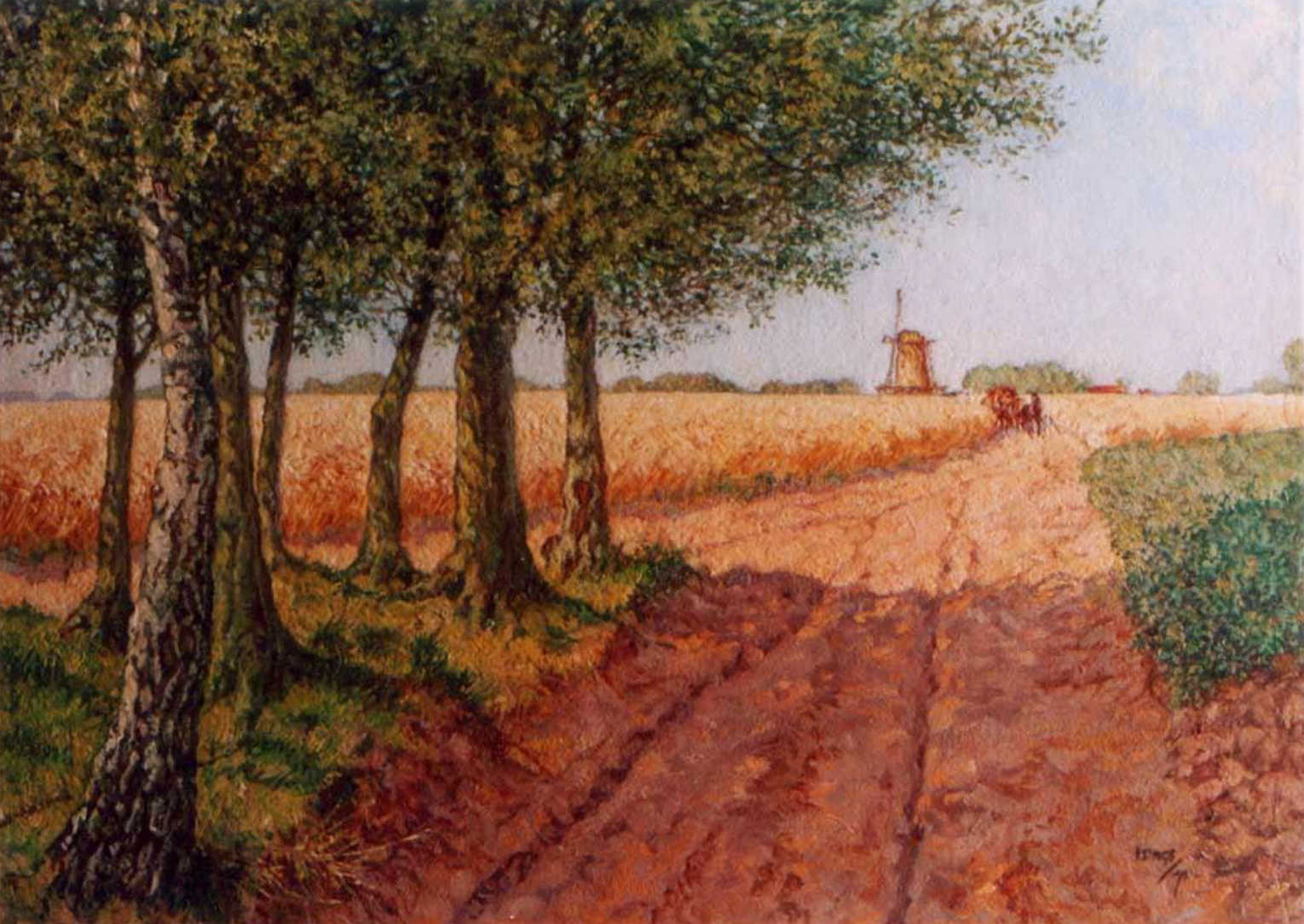 Schilderij van de Soester schilder J.H. Isings (1884-1977) van de Eng met de molen die destijds op de hoek Molenweg/Molenstraat stond.