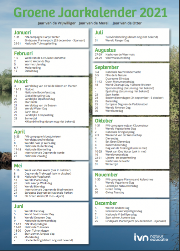 Groene jaarkalender 2021