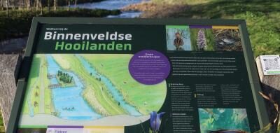 Informatiebord over de Binnenveldse Hooilanden met een kaart en natuurinformatie.