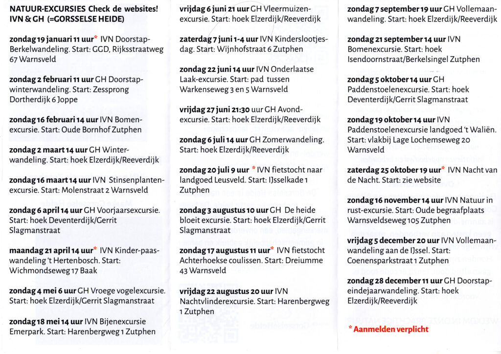 excursieprogramma IVN Zutphen en Marke Gorsselse Heide 2025 - data