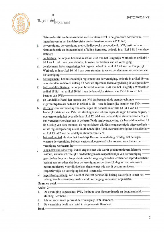 Statuten vereniging IVN Bernheze april 2018 pagina 2