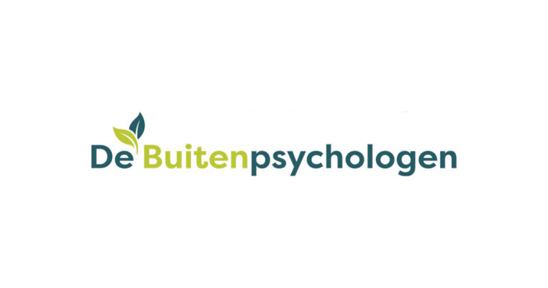 Logo van De Buitenpsychologen met groene bladeren boven de tekst.