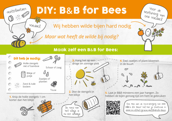 DIY kaart met illustratie hoe je een bijenhotel kan maken-pag 1