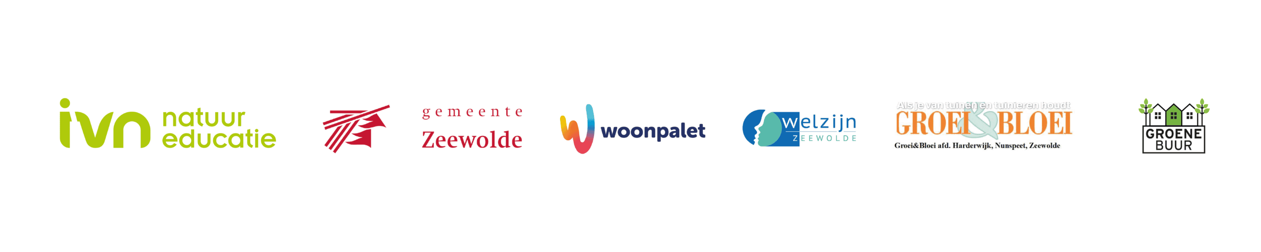Logo's van de organiserende partijen van de Groene Straat Make-Over zeewolde 2026