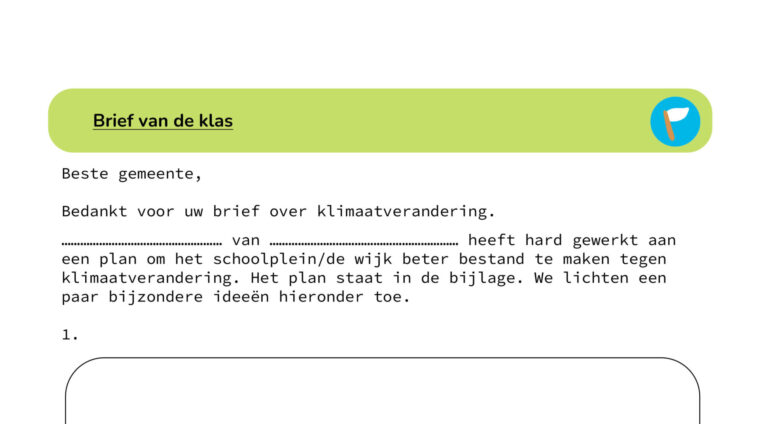 Briefsjabloon voor de gemeente, aandacht voor klimaatverandering, met ruimte voor ideeën.