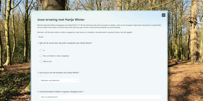 Formulier over ervaringen met 