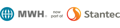 Logo van MWH en Stantec, met tekst "MWH now part of Stantec".