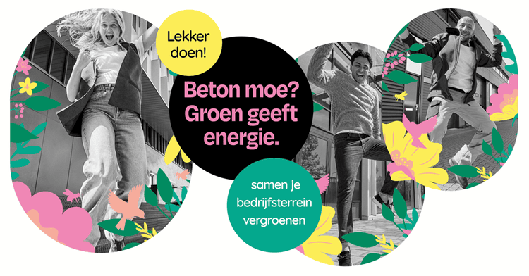 Twee mensen springen; tekst: 