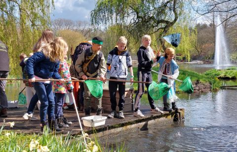 Kinderen scheppen waterdiertjes tijdens KidsParty 2022