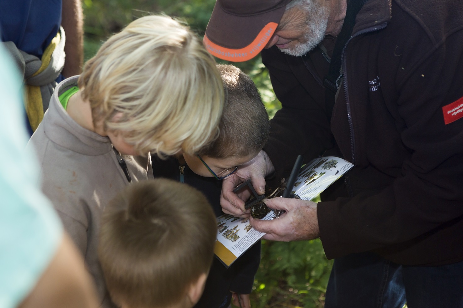 Schoolgids met kinderen in Nationaal Park De Groote Peel