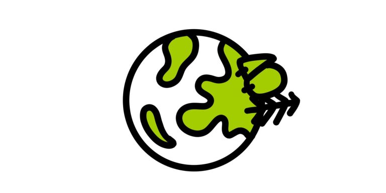 Illustratie van wereldbol met boompjes