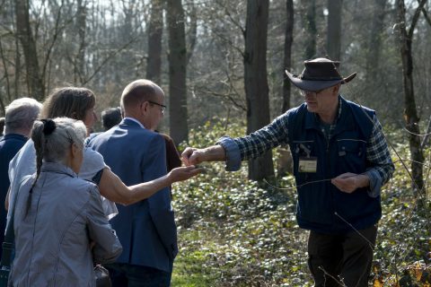 Maasduinengids met mensen in Nationaal Park De Maasduinen