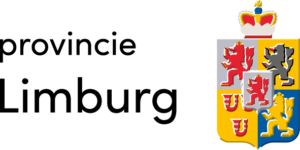 Logo van de Provincie Limburg met tekst en een kleurrijk wapenschild met leeuwen.