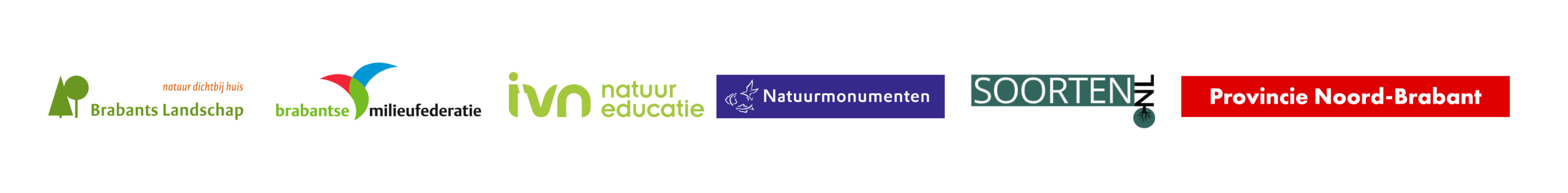 Logos van Brabantse milieugroepen en de Provincie Noord-Brabant op één rij.