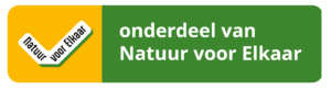 Logo met groene en gele achtergrond, tekst "onderdeel van Natuur voor Elkaar".