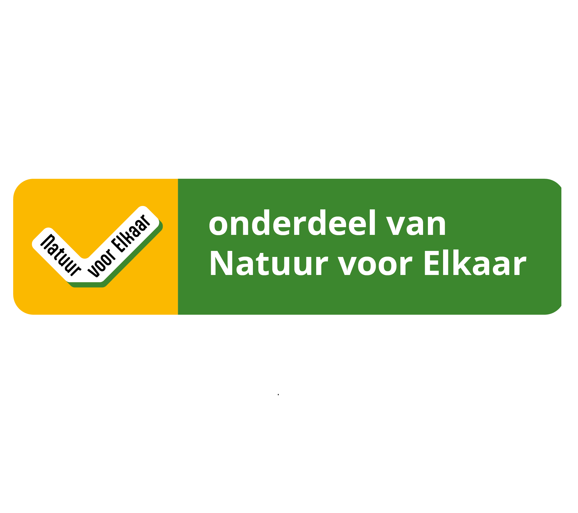 Logo met groene en gele achtergrond, tekst "onderdeel van Natuur voor Elkaar".