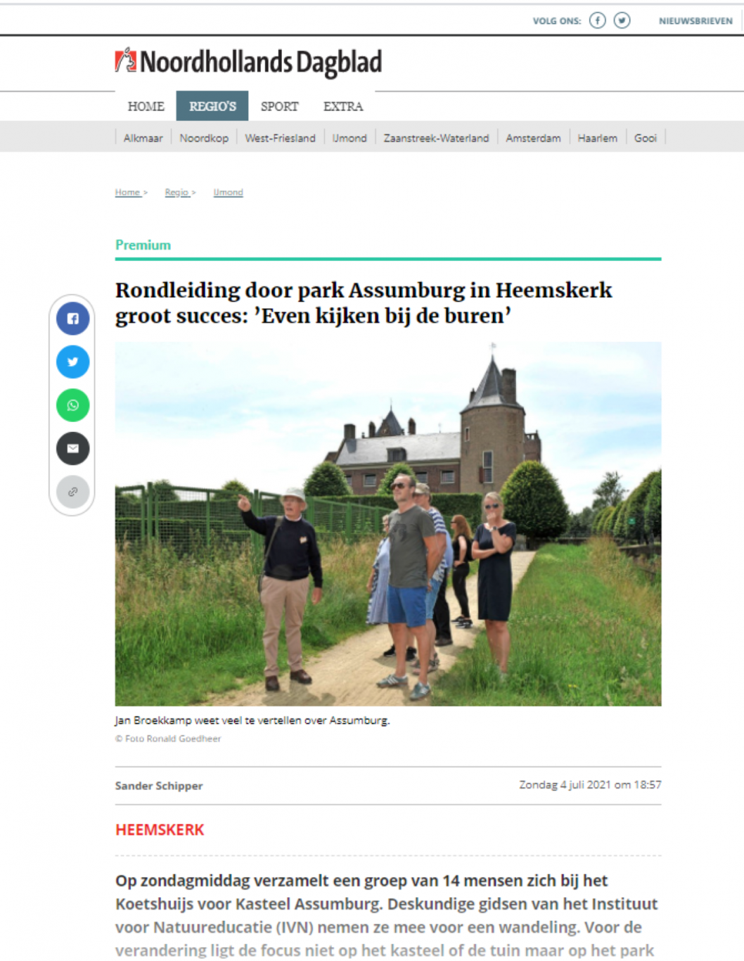 IVN in de de krant: rondleiding groot succes!