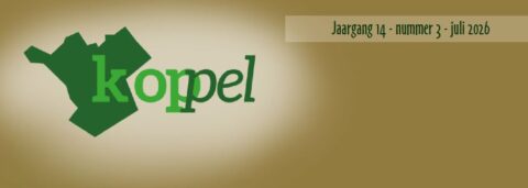 Tekst "kopel" met groene letters op bruine achtergrond, jaargang 14, nummer 3, juli 2026.