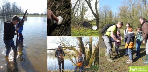 Kinderen ontdekken de natuur langs een rivier; educatieve buitendag door IVN Natuureducatie.