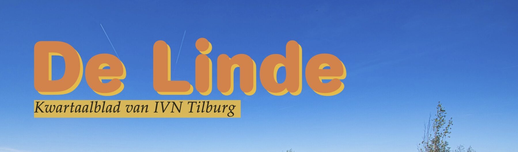 Blauwe lucht met tekst: "De Linde, Kwartaalblad van IVN Tilburg".