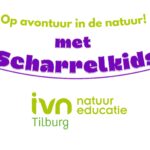 "Logo met tekst: 'Op avontuur in de natuur met Scharrelkids' en 'IVN Tilburg natuureducatie'."