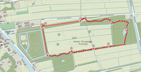 De wandelroute door het landgoed van Ridderhofstad Guntersttein.