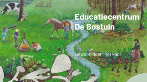 Een schilderachtige tuin vol kinderen en dieren bij Educatiecentrum De Bostuin.