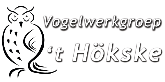 Stijlvolle tekening van een uil met tekst: "Vogelwerkgroep 't Hökske".