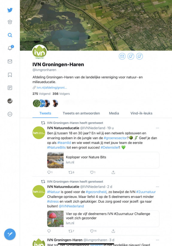 Twitter,IVN Groningen Haren,natuur digitaal